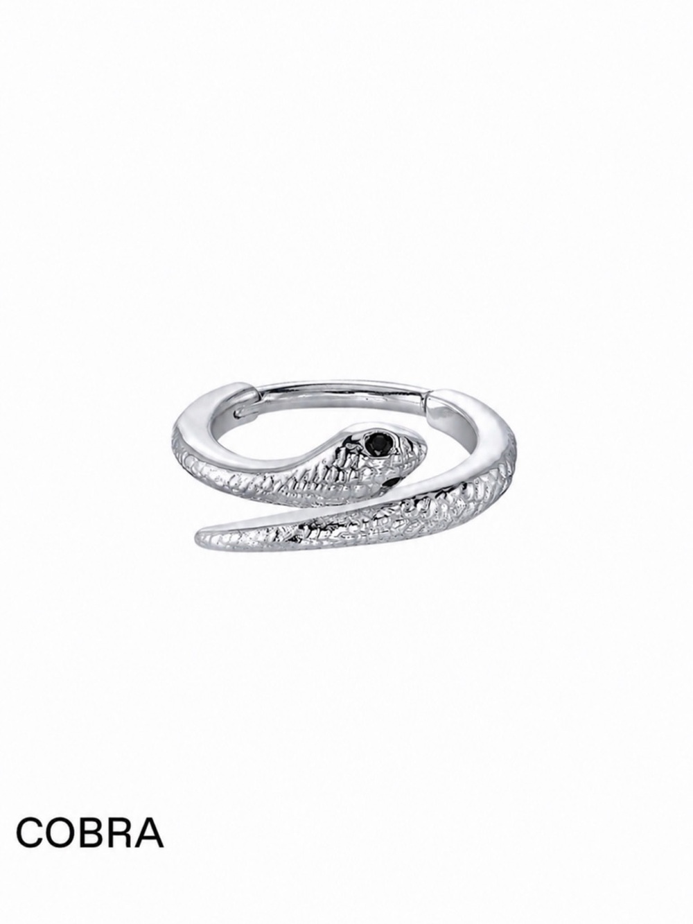 BVLA 1/2 12mm white gold Cobra hinge hoop earring genuine black Diamond